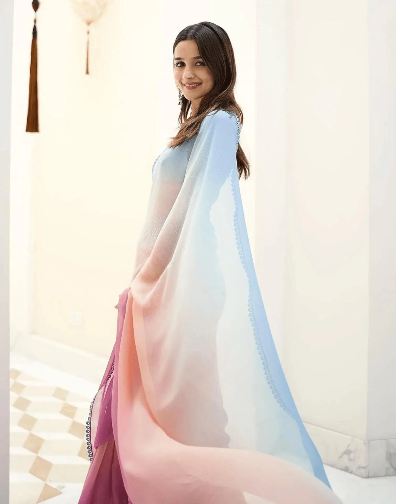 Ombre Color Shaded Alia Bhatt Saree - Colorful Saree