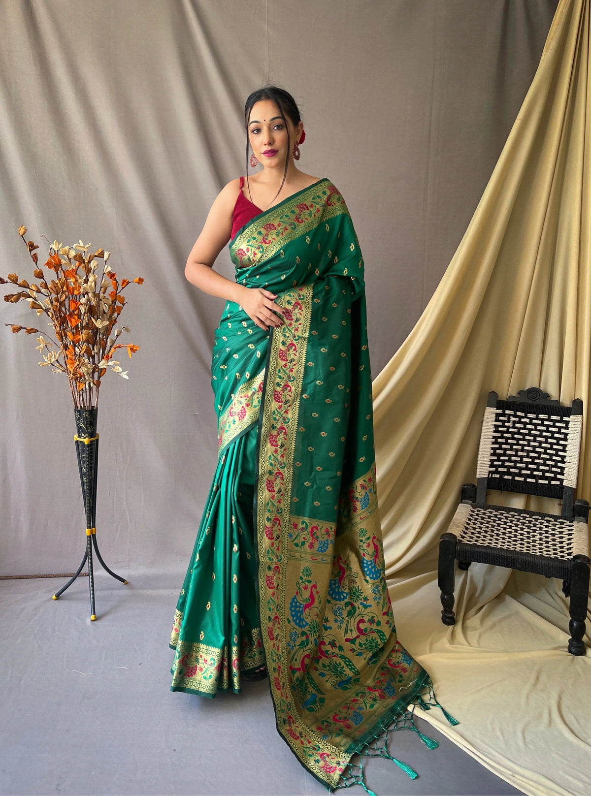 Paithani Silk Vol. 1 Woven Saree Green - Colorful Saree