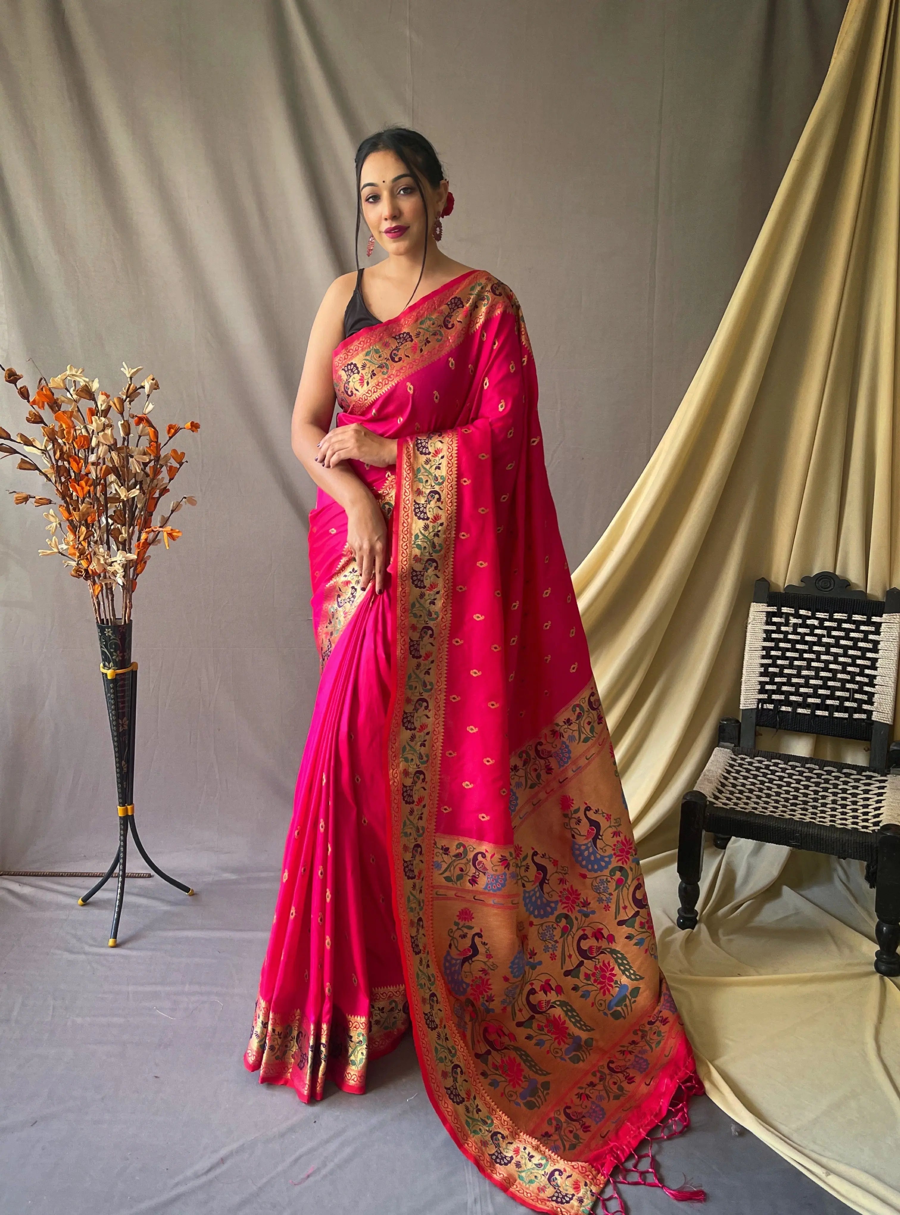 Paithani Silk Vol. 1 Woven Saree Pink - Colorful Saree