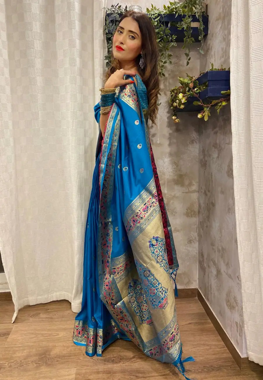 Paithani Silk Vol. 2 Woven Saree Celestial Blue - Colorful Saree