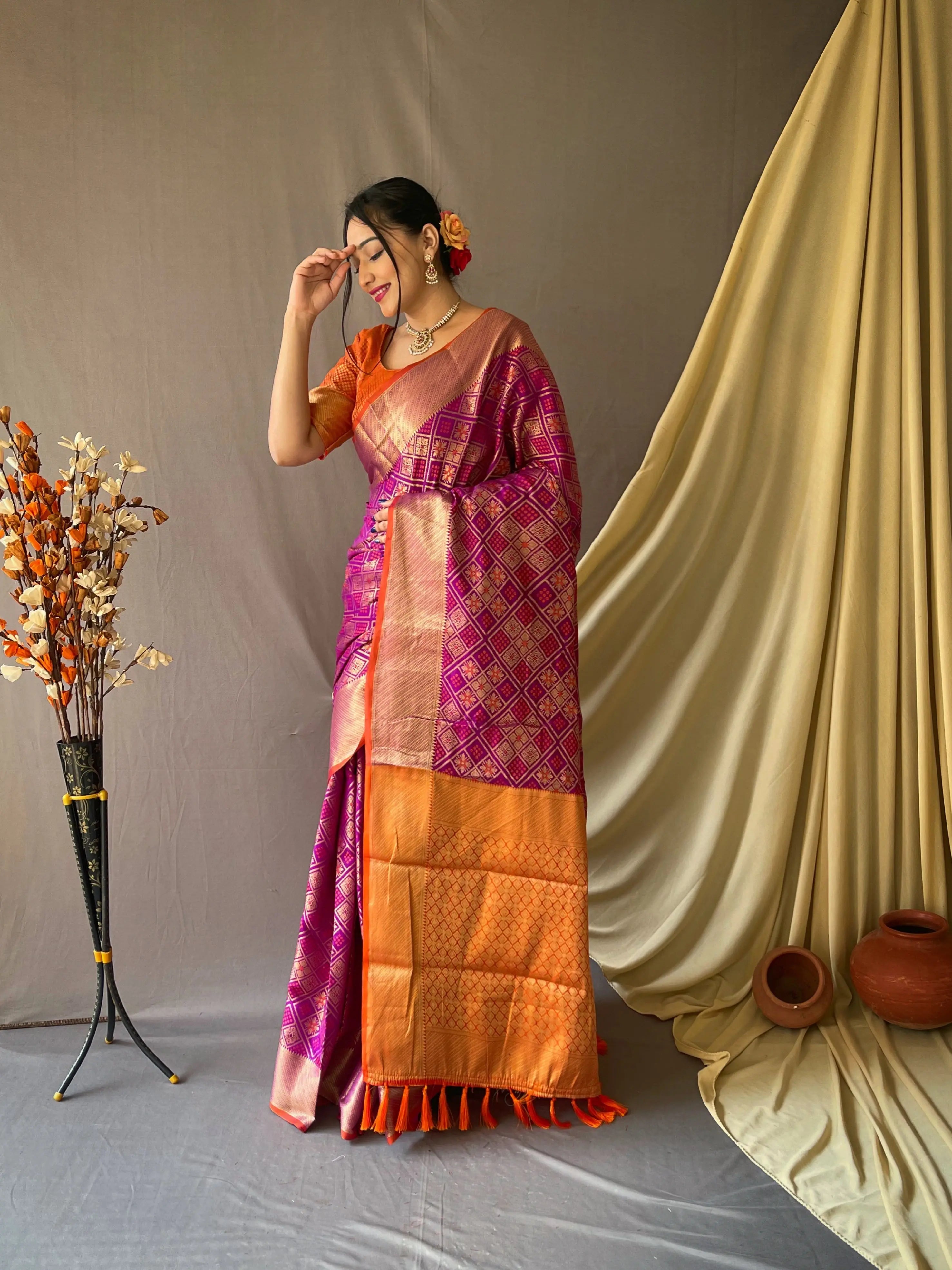 Patan Patola Woven Purple - Colorful Saree