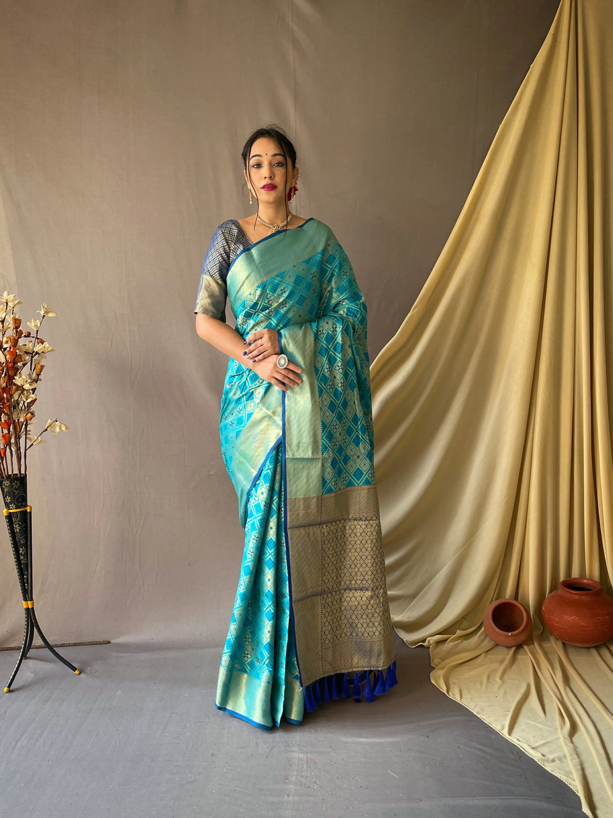 Patan Patola Woven Sky - Colorful Saree