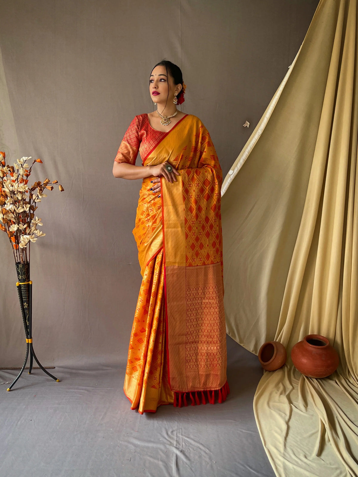 Patan Patola Woven Yellow - Colorful Saree