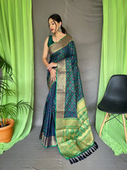 Patola Silk Woven Saree Vol. 7 Contrast Navy Blue - Colorful Saree