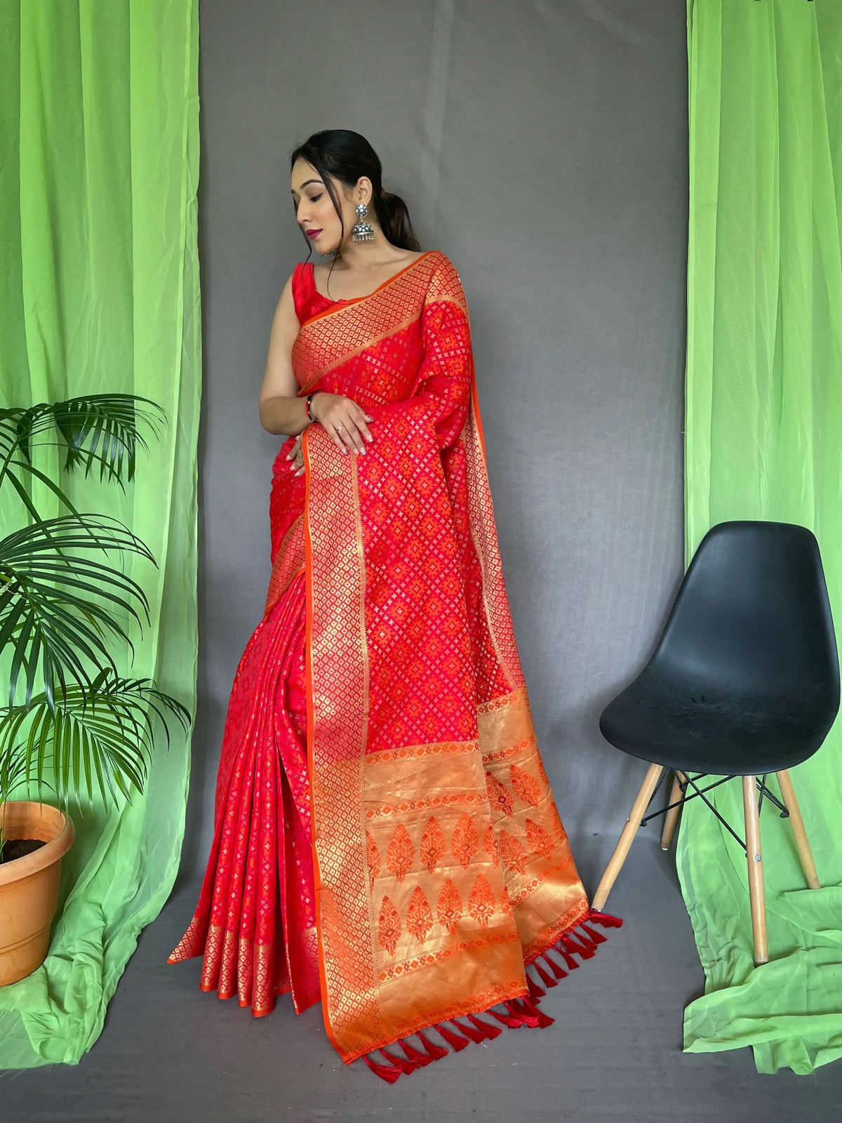 Patola Silk Woven Saree Vol. 7 Contrast Red - Colorful Saree