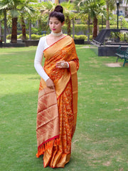 Patola Silk Woven Vol. 6 Contrast Orange with Red - Colorful Saree