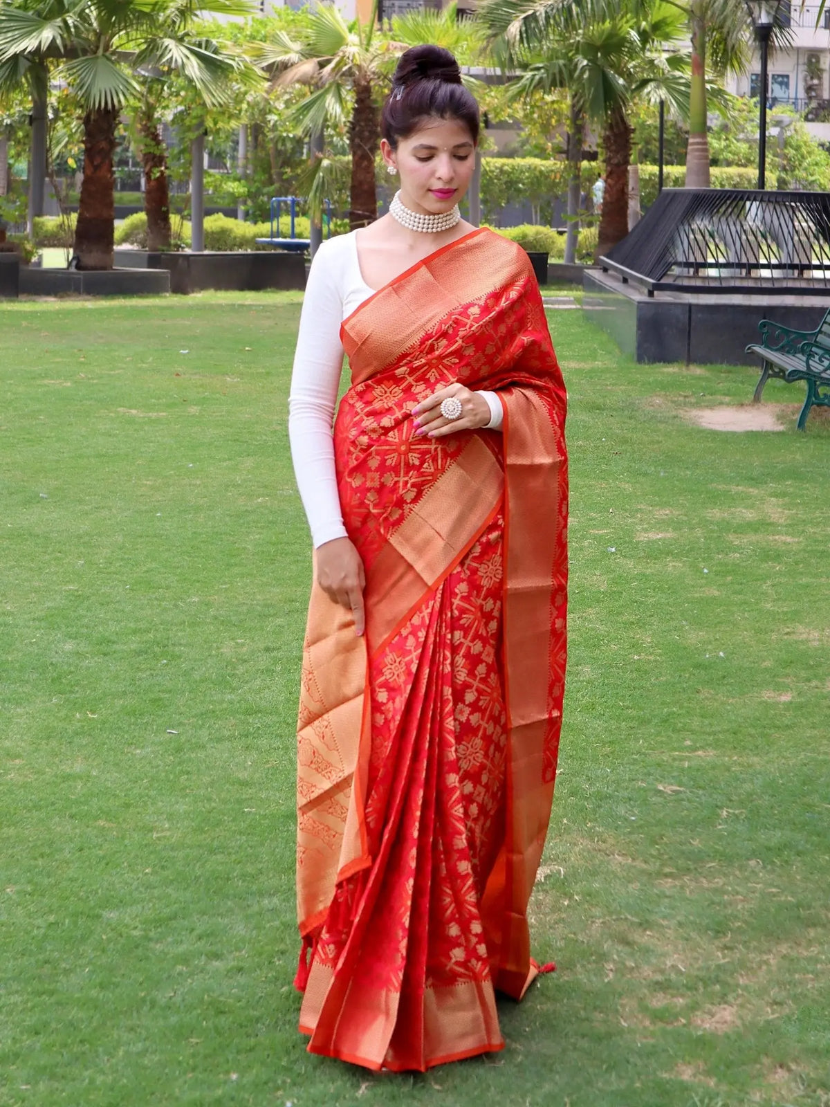 Patola Silk Woven Vol. 6 Contrast Red with Orange - Colorful Saree