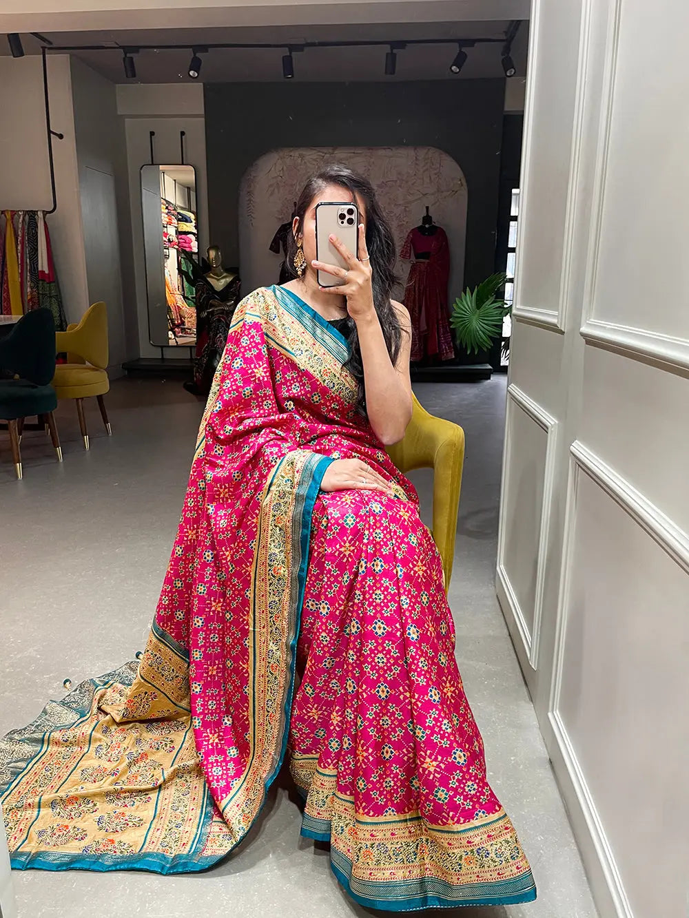 Pink Color Foil Printed And Stone Work Dola Silk Saree - Colorful Saree