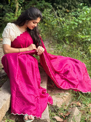 Pink Color Gadhawal Chex Material & Arca Work Saree - Colorful Saree