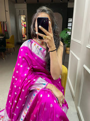Pink Color Zari Weaving Work Pure Viscose Saree - Colorful Saree