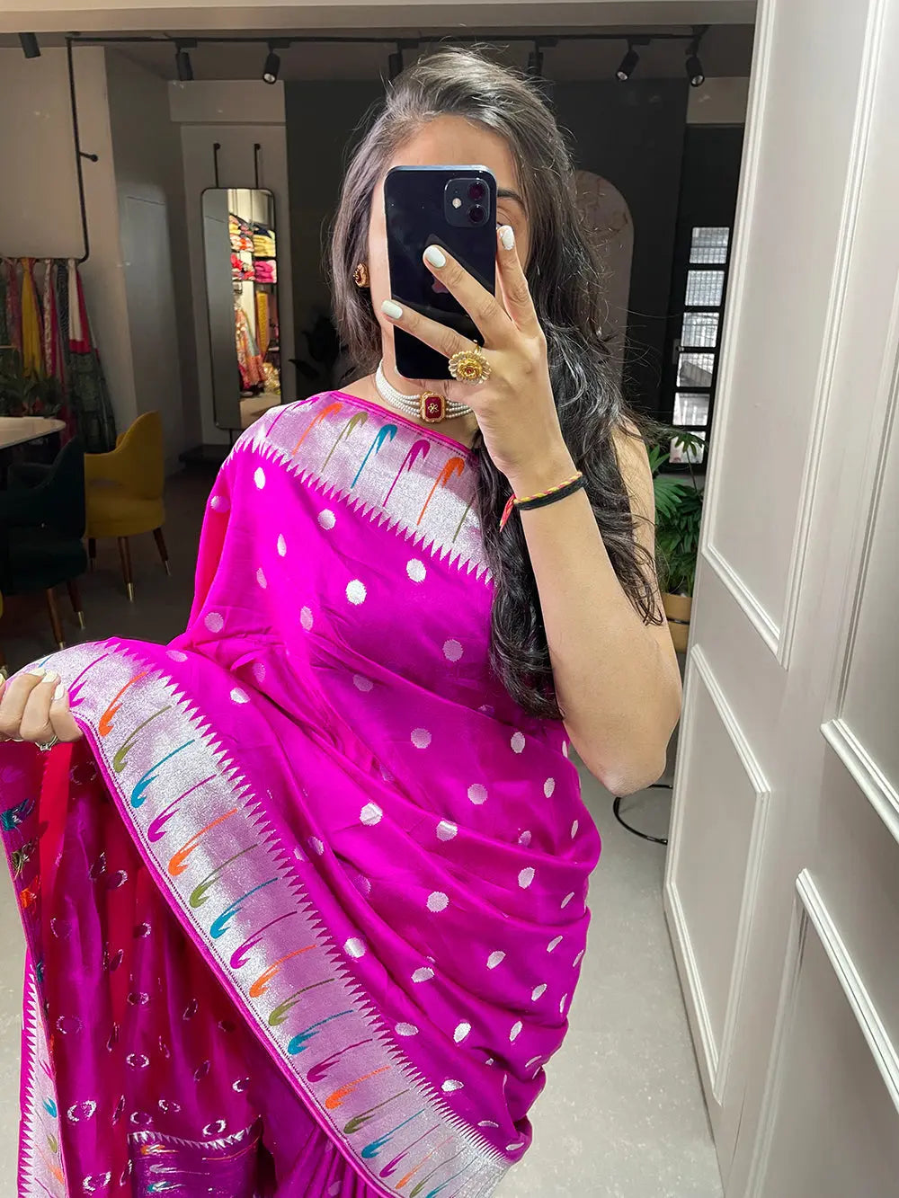 Pink Color Zari Weaving Work Pure Viscose Saree - Colorful Saree