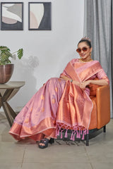 Pink Lakshmi Organza Tissue Silk Woven Saree - Colorful Saree