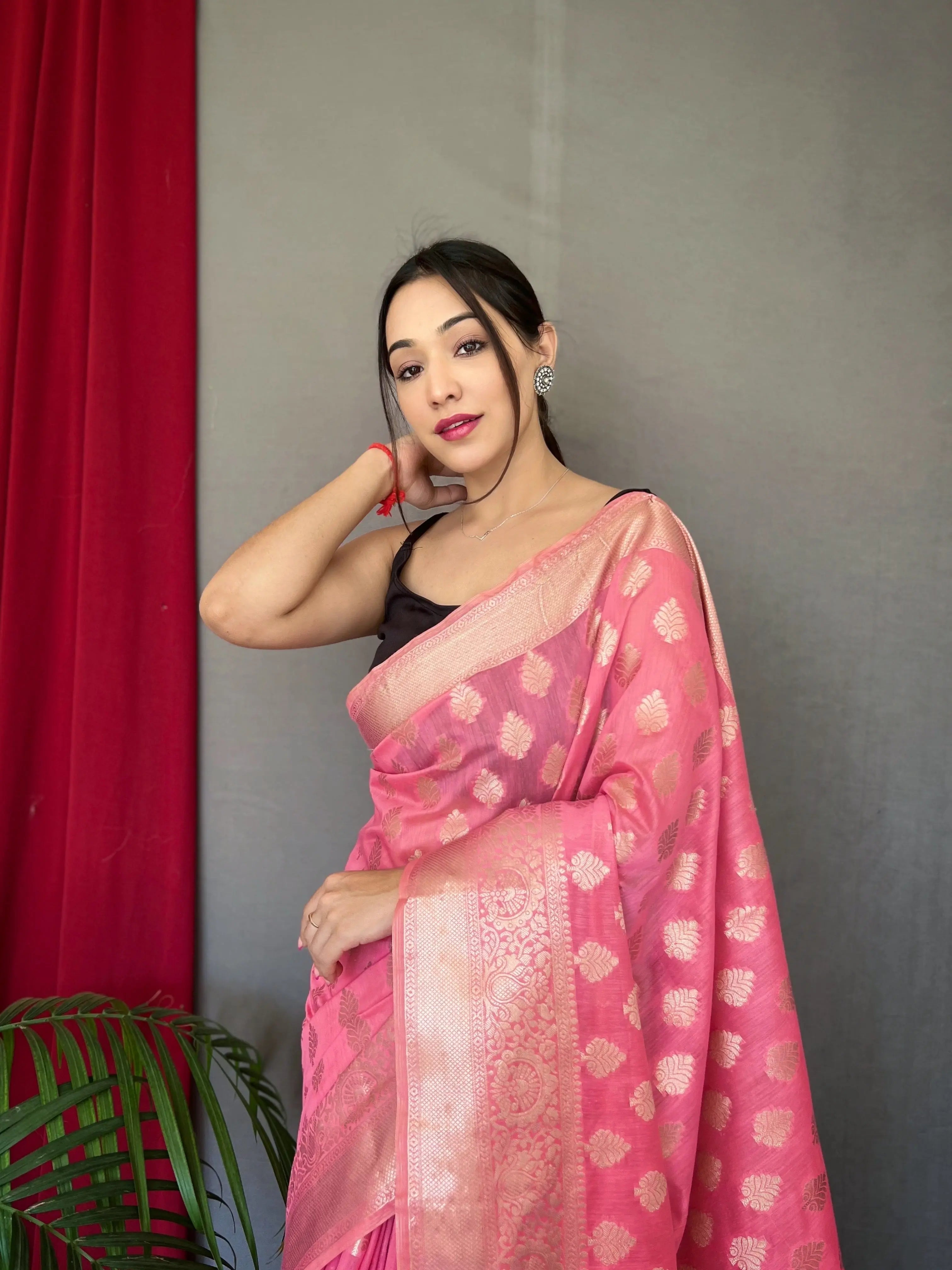 Pink Man Mohini Cotton Muslin Woven Saree - Colorful Saree