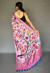 Pink Ruhi Tissue Silk Animal Printed Saree - Colorful Saree