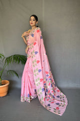 Pink Shalini Cotton Jamdani Woven Saree - Colorful Saree