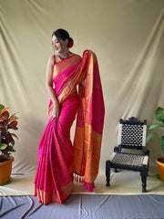 Pink saree in Bandhej Patola - Colorful Saree