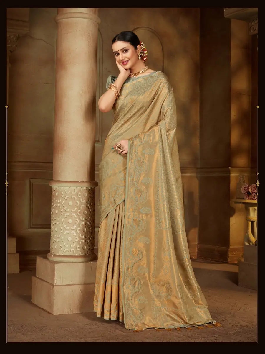 Pure Kanjeevaram Silk Maharani Grey - Colorful Saree