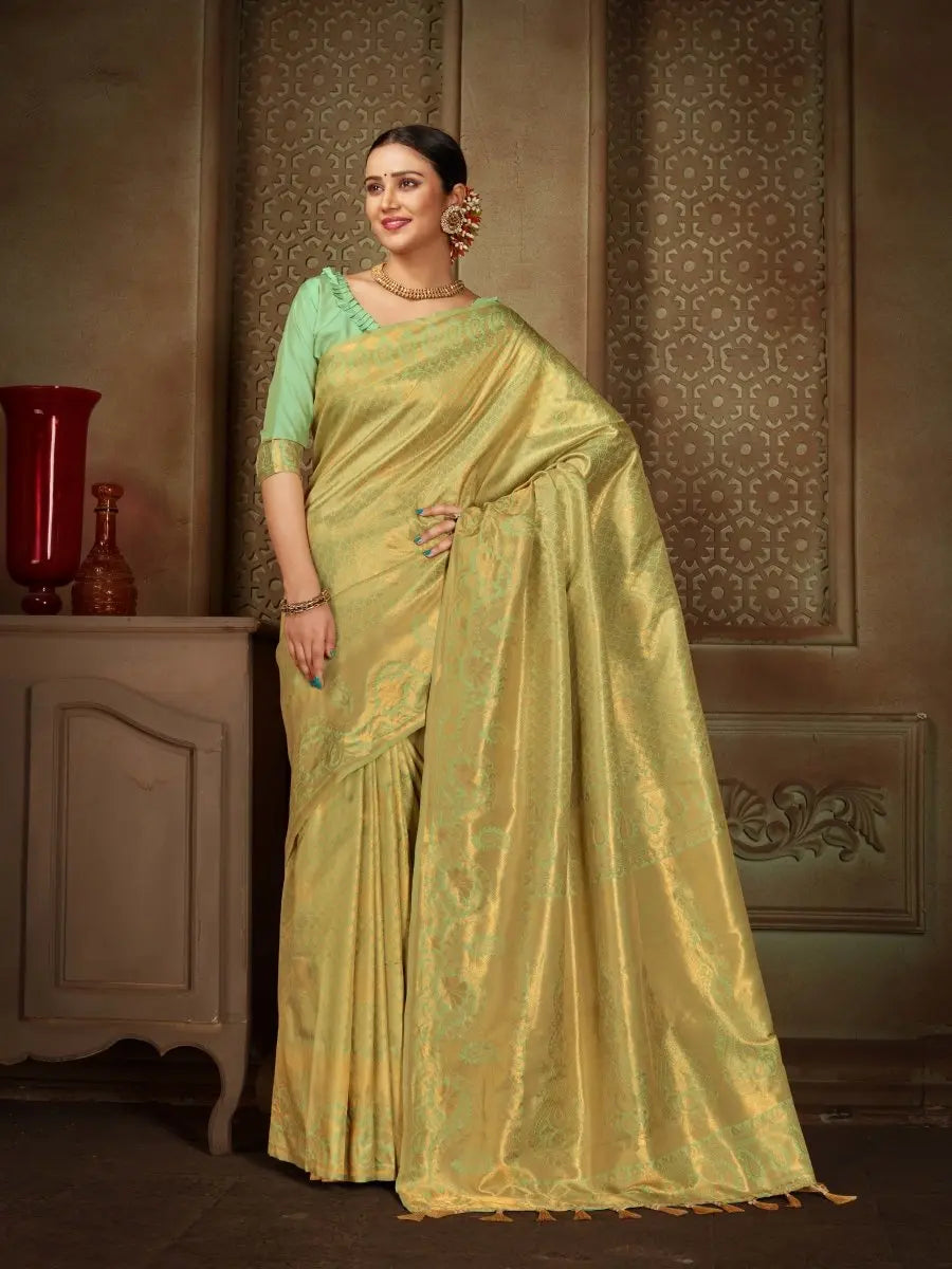 Pure Kanjeevaram Silk Maharani Light Green - Colorful Saree