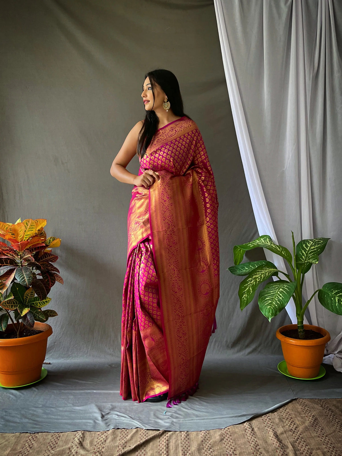 Pure Kanjeevaram Silk #1 Purple - Colorful Saree