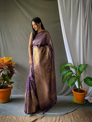 Pure Kanjeevaram Silk #1 Violet - Colorful Saree