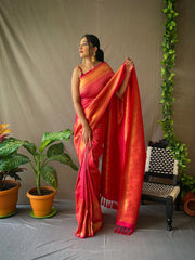 Pure Kanjeevaram Silk #2 Pink - Colorful Saree