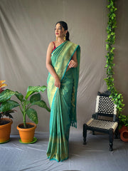 Pure Kanjeevaram Silk #2 Rama Green - Colorful Saree