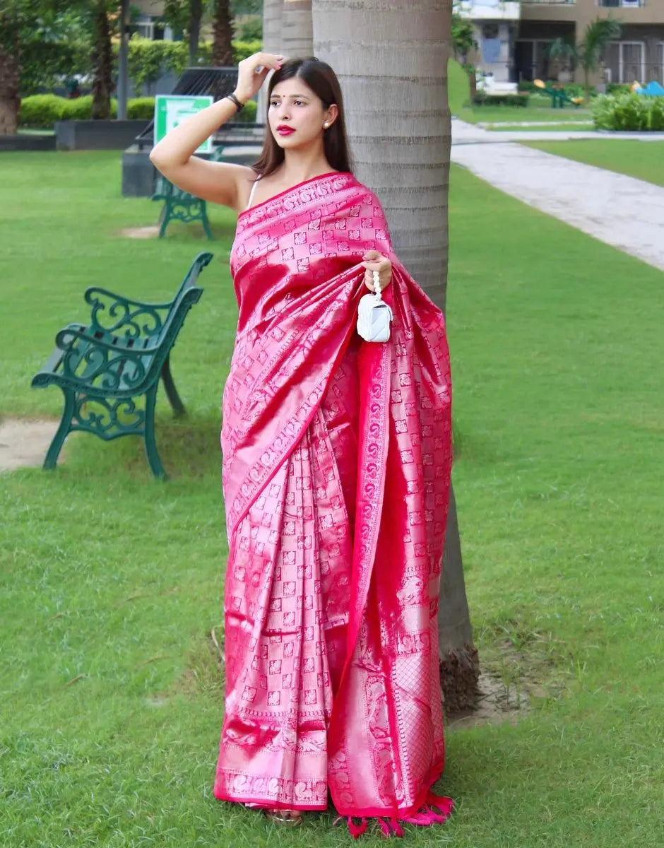 Pure Kanjeevaram #3 Dark Pink - Colorful Saree