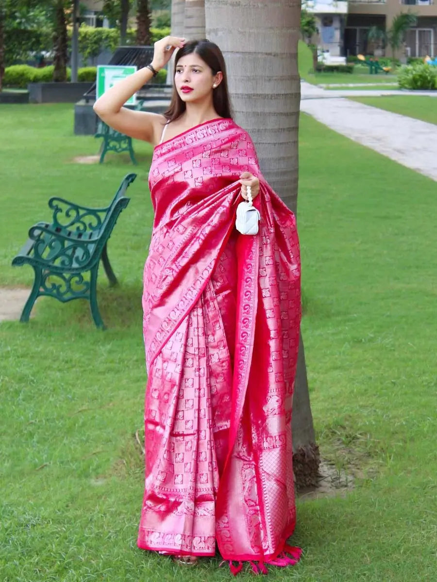 Pure Kanjeevaram #3 Pink - Colorful Saree