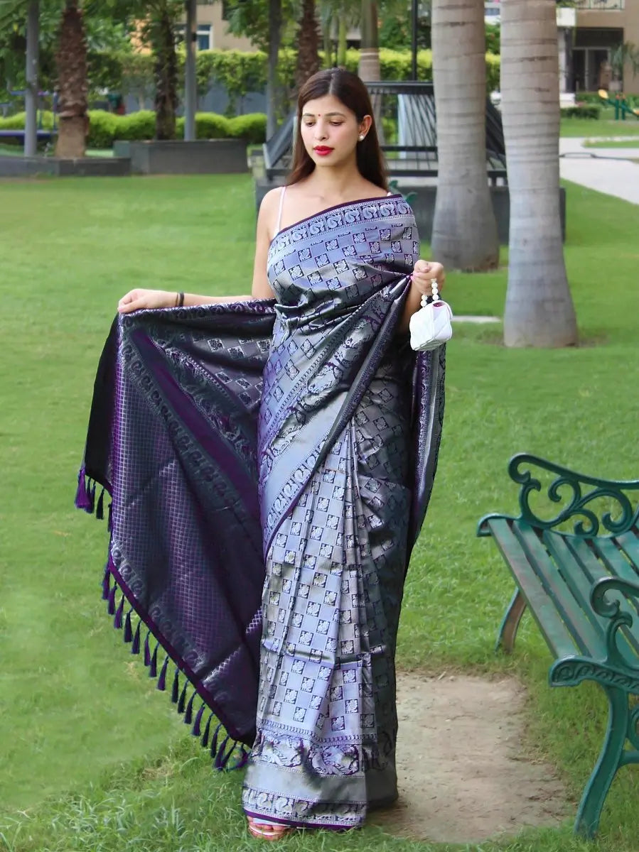 Pure Kanjeevaram #3  Violet - Colorful Saree