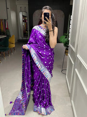 Purple Color Zari Weaving Work Pure Viscose Saree - Colorful Saree