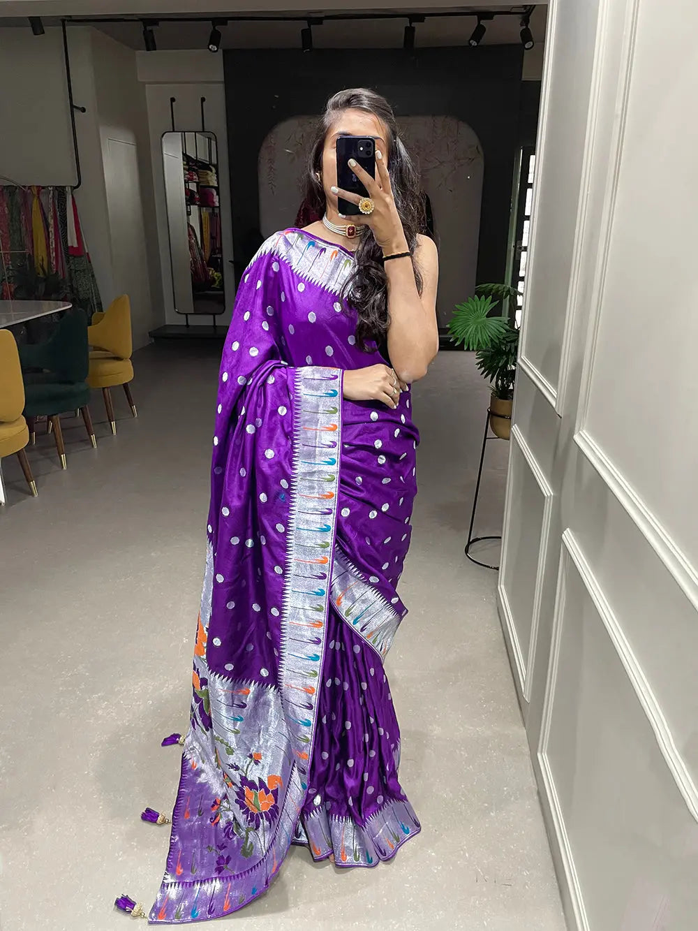 Purple Color Zari Weaving Work Pure Viscose Saree - Colorful Saree