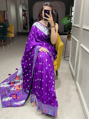 Purple Color Zari Weaving Work Pure Viscose Saree - Colorful Saree