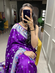 Purple Color Zari Weaving Work Pure Viscose Saree - Colorful Saree