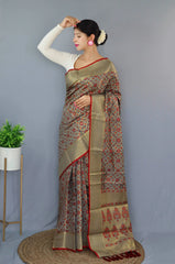 Rajkoti Patola Silk Grey - Colorful Saree