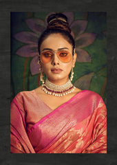 Rangkart Vol. 2 Jaal Organza Contrast Woven Saree Dark Peach - Colorful Saree