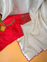 Red Color Arca Work Manipuri Tussar Saree - Colorful Saree