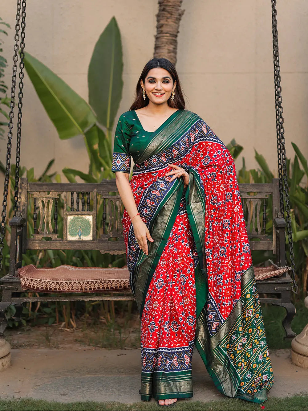 Red Color Patola with Foil Printed Dola Silk Saree - Colorful Saree