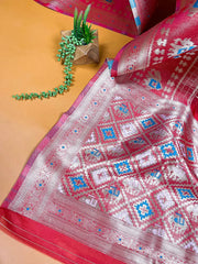 Red Color Weaving Work Organza Saree - Colorful Saree