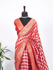 Red Color Weaving Zari Work Jacquard Silk Saree - Colorful Saree