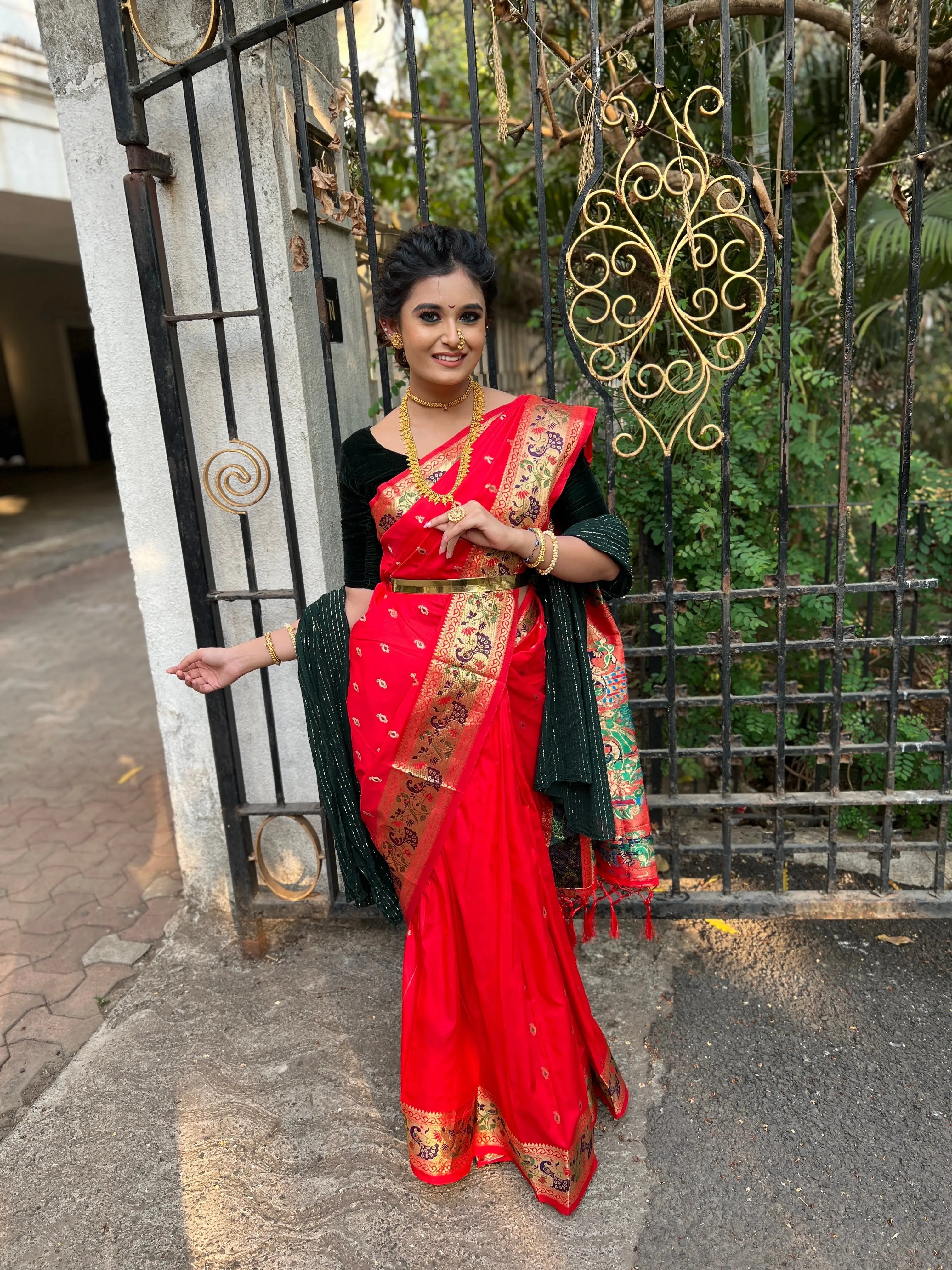 Red Paithani Saree in Woven Silk - Colorful Saree