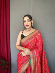 Red Rajkoti Patola Silk Woven Saree - Colorful Saree