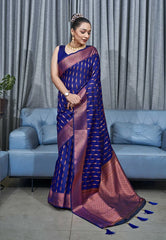 Royal Blue Saraswati Banarasi Silk Woven Saree - Colorful Saree