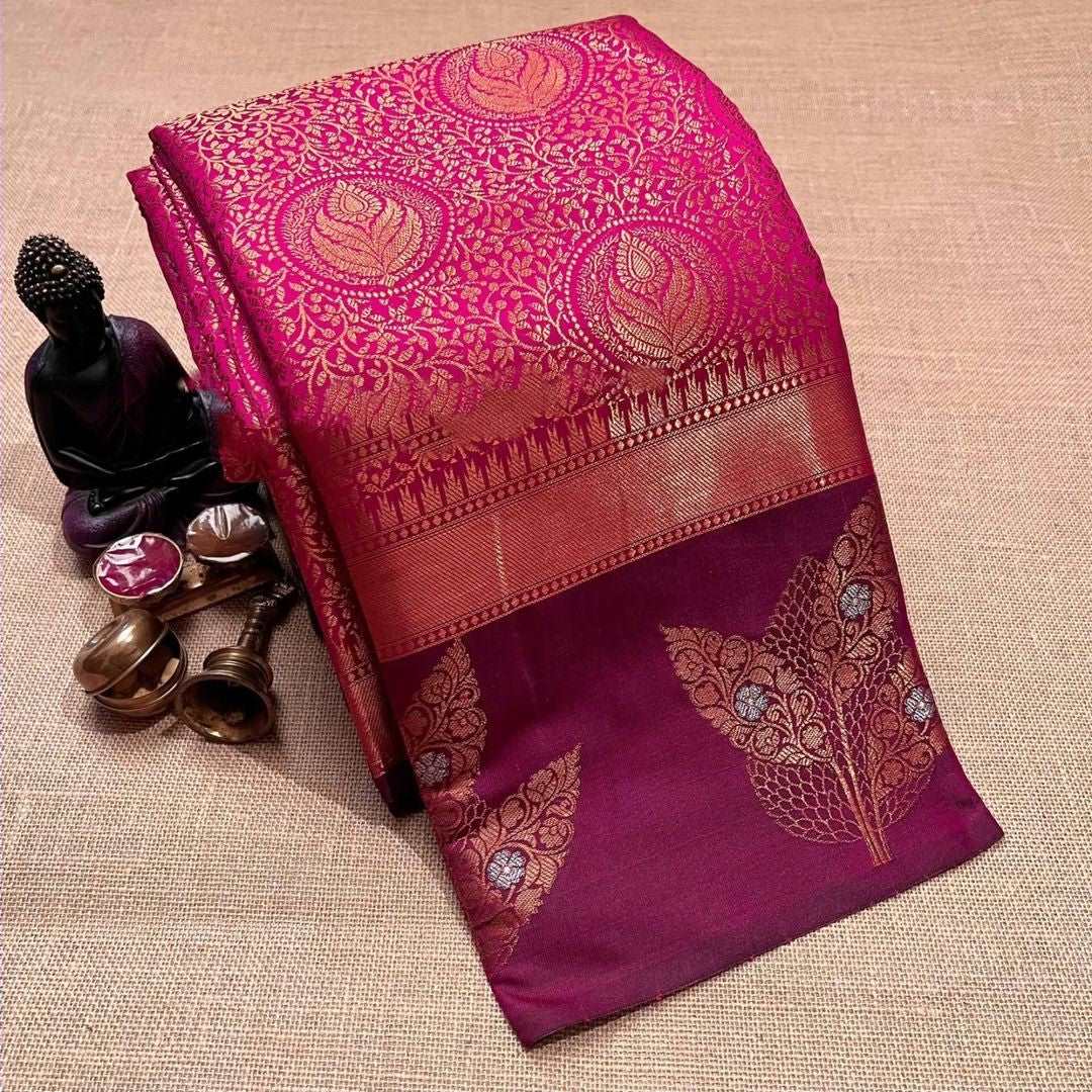 Alluring Dark Pink Soft Silk Saree With Murmurous Blouse Piece - Colorful Saree
