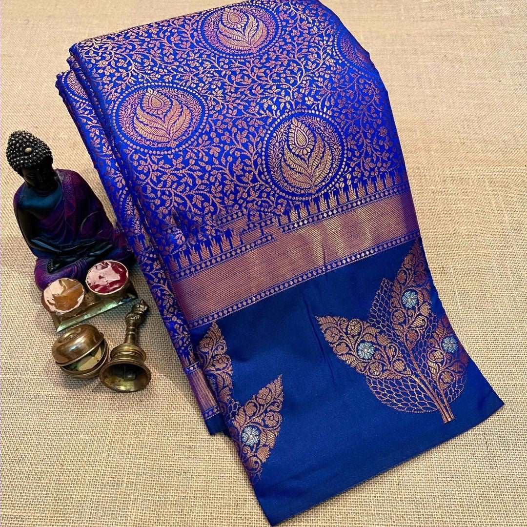 Adorning Royal Blue Soft Silk Saree With Murmurous Blouse Piece - Colorful Saree