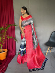 Shrikala Gala Chevron Kalamkari Printed Woven Saree - Colorful Saree
