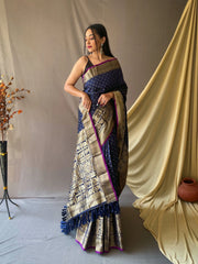 Suhasini Soft Silk Woven Saree Navy Blue - Colorful Saree