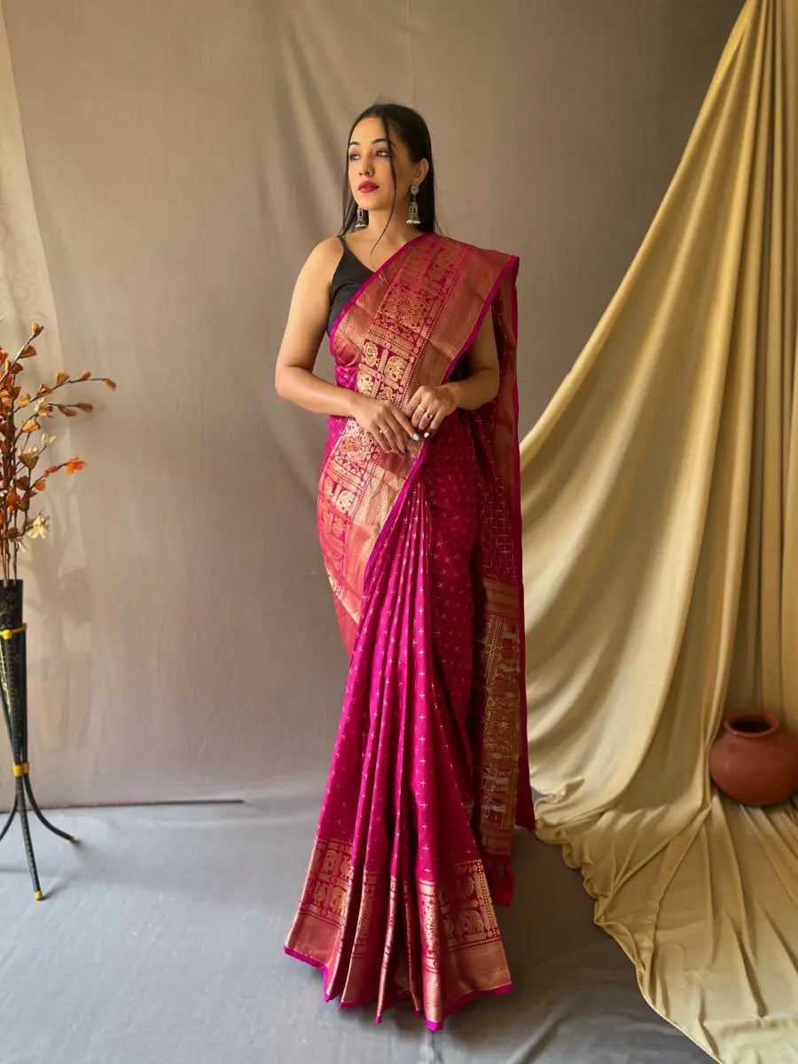 Suhasini Soft Silk Woven Saree Pink - Colorful Saree