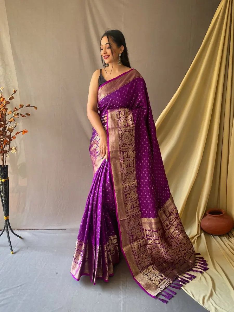Suhasini Soft Silk Woven Saree Purple - Colorful Saree