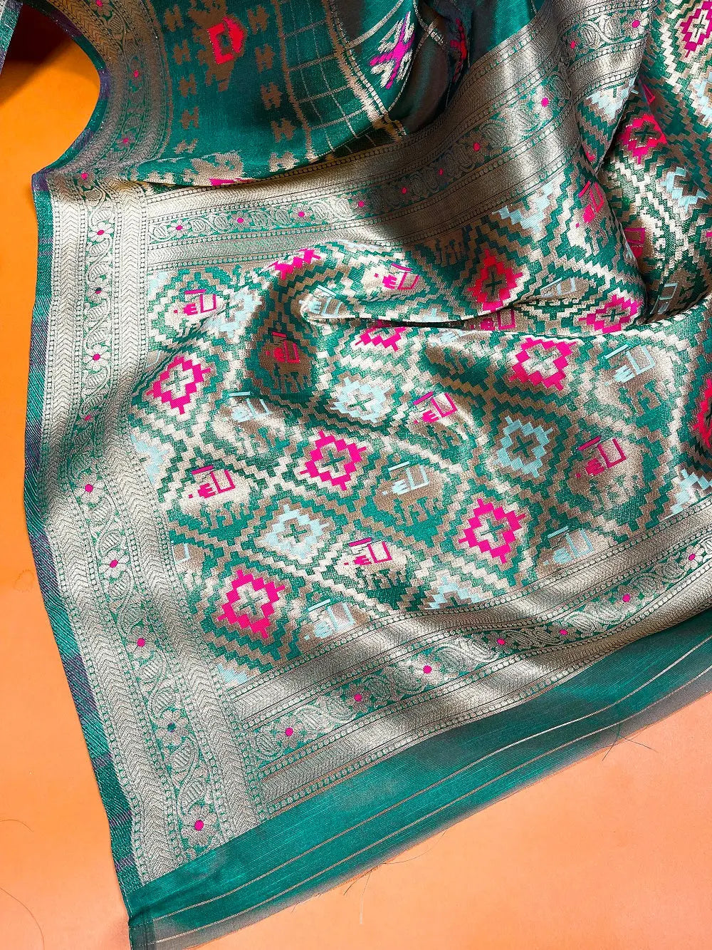 Teal Color Weaving Work Organza Saree - Colorful Saree