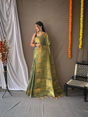 Tissue Woven Silk Muesli - Colorful Saree